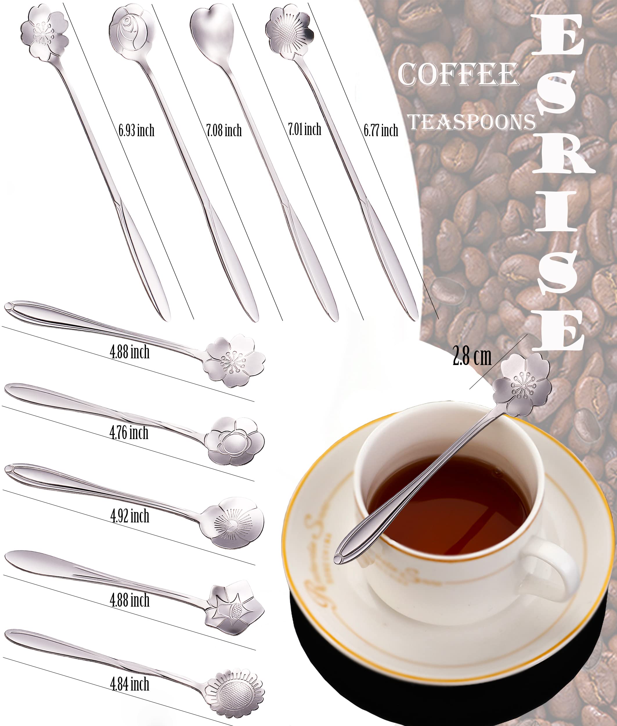 Amazon.co.jp: ESRISE フラワースプーンコーヒースプーン9個